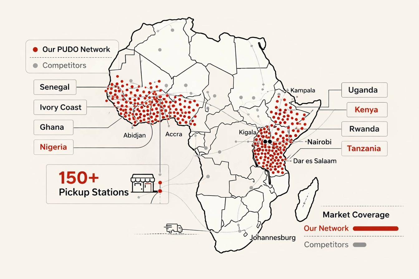 Jumia PUDO pickup station network unit economics Africa